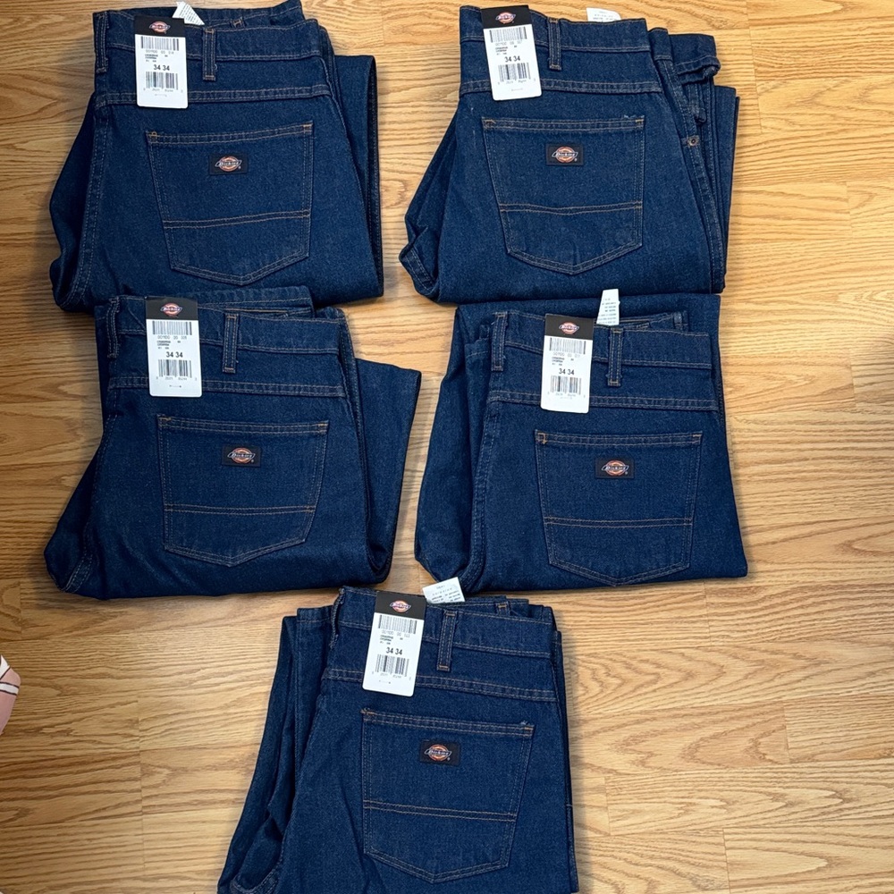 5 BRAND NEW pairs of Dickies Men's Straight Jeans in Deep Indigo